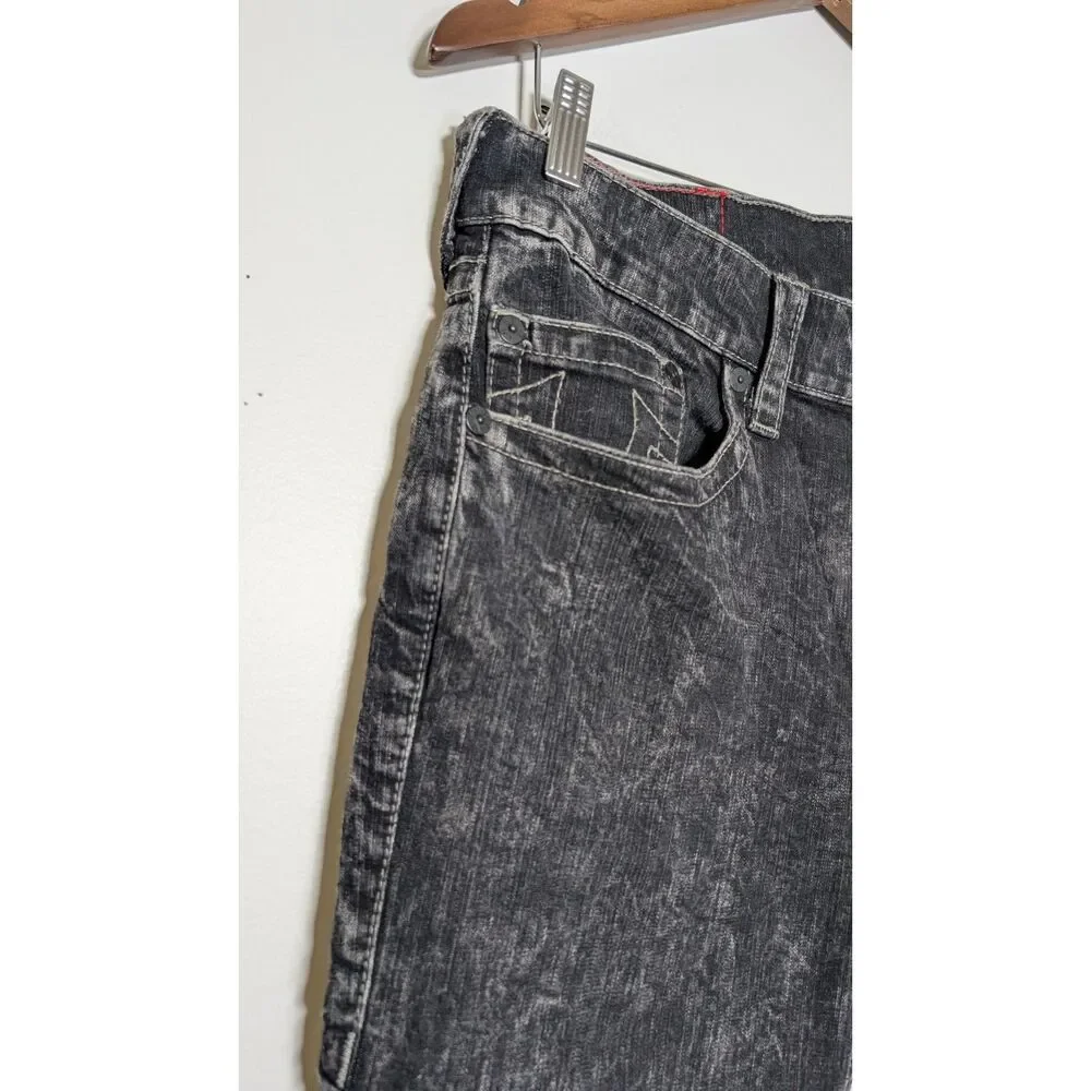 True Religion Black Section Skinny Old Multi Jeans 34 Y2K Grunge Acid Wash